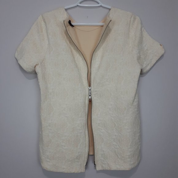 J. CREW Jacquard Back Zip Top - Picture 5 of 6